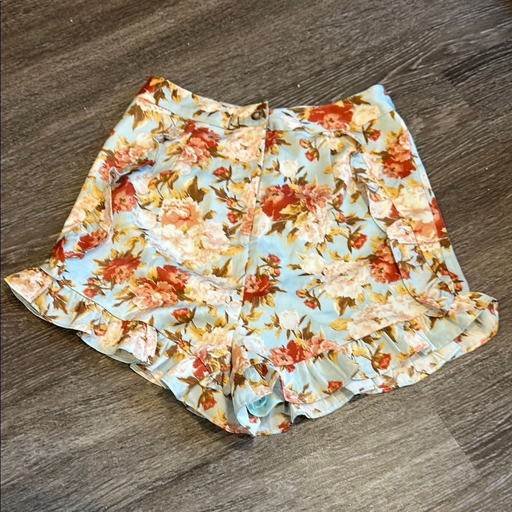 Floral Women's Shorts, ruffled, Lulus, XS
